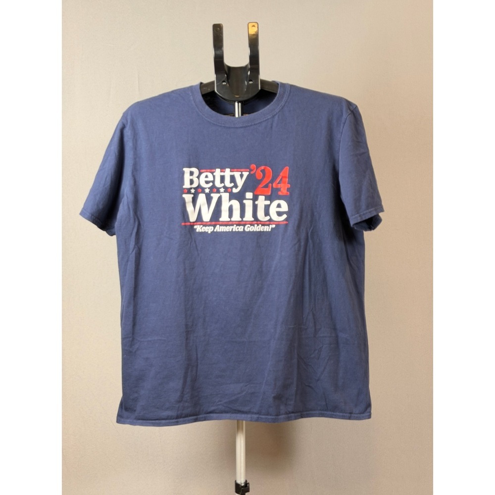 Betty White 24 Keep America Golden Political Campaign‎ T Shirt Mens Large Blue